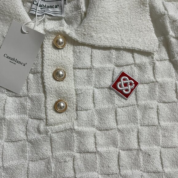 White Casablanca Logo Knit Polo - Picture 3 of 7